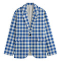 Sapphire Blue Check Pattern Print Men's Blazer
