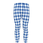Sapphire Blue Check Pattern Print Men's leggings