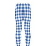 Sapphire Blue Check Pattern Print Men's leggings