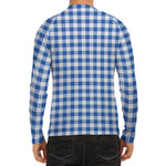 Sapphire Blue Check Pattern Print Men's Long Sleeve Rash Guard
