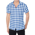 Sapphire Blue Check Pattern Print Men's Shirt