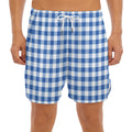 Sapphire Blue Check Pattern Print Men's Split Running Shorts
