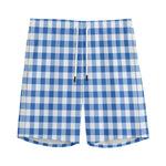 Sapphire Blue Check Pattern Print Men's Sports Shorts