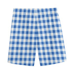 Sapphire Blue Check Pattern Print Men's Sports Shorts