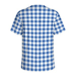 Sapphire Blue Check Pattern Print Men's Sports T-Shirt