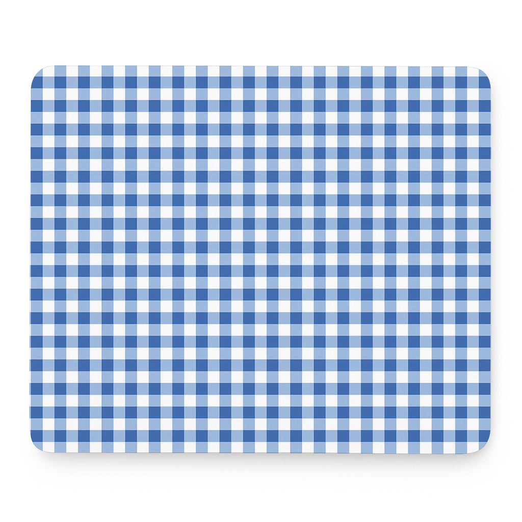 Sapphire Blue Check Pattern Print Mouse Pad