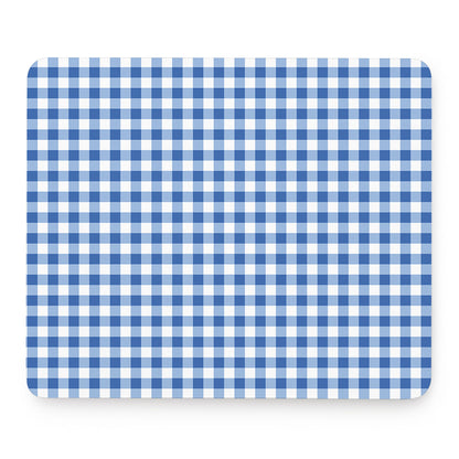 Sapphire Blue Check Pattern Print Mouse Pad
