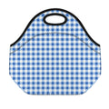 Sapphire Blue Check Pattern Print Neoprene Lunch Bag