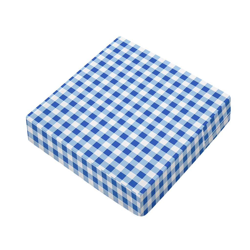 Sapphire Blue Check Pattern Print Outdoor Seat Cushion Cover