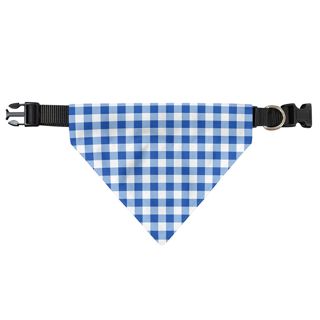 Sapphire Blue Check Pattern Print Over The Collar Dog Bandana