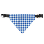 Sapphire Blue Check Pattern Print Over The Collar Dog Bandana