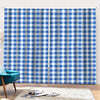 Sapphire Blue Check Pattern Print Pencil Pleat Curtains