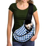 Sapphire Blue Check Pattern Print Pet Sling Carrier