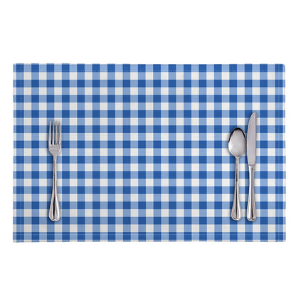 Sapphire Blue Check Pattern Print Placemat