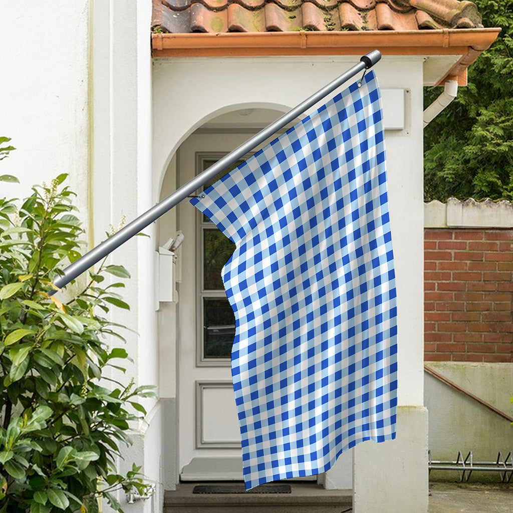 Sapphire Blue Check Pattern Print Polyester Flag