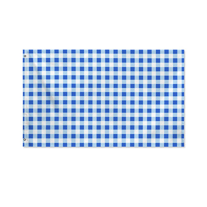 Sapphire Blue Check Pattern Print Polyester Flag