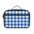 Sapphire Blue Check Pattern Print Portable Lunch Bag