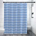 Sapphire Blue Check Pattern Print Premium Shower Curtain