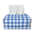 Sapphire Blue Check Pattern Print Rectangle Tissue Box Cover