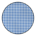 Sapphire Blue Check Pattern Print Round Floor Mat