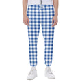 Sapphire Blue Check Pattern Print Joggers