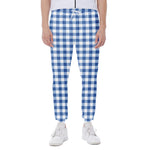 Sapphire Blue Check Pattern Print Scuba Joggers