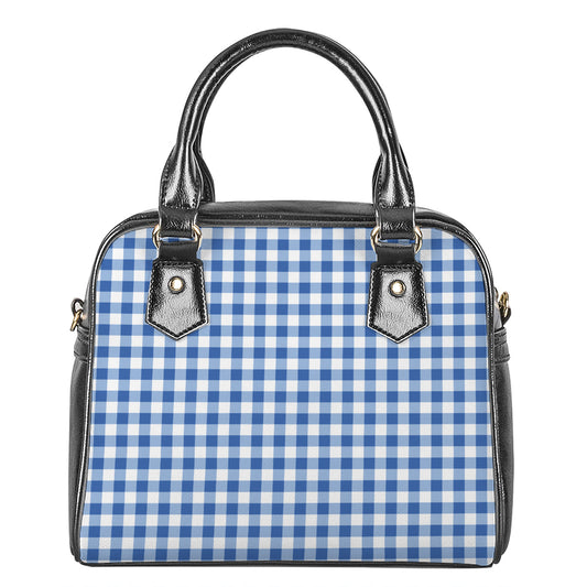 Sapphire Blue Check Pattern Print Shoulder Handbag