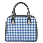 Sapphire Blue Check Pattern Print Shoulder Handbag