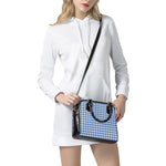Sapphire Blue Check Pattern Print Shoulder Handbag