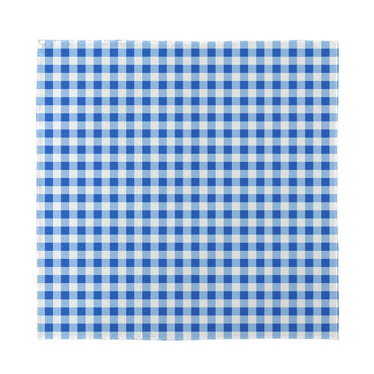 Sapphire Blue Check Pattern Print Silk Bandana