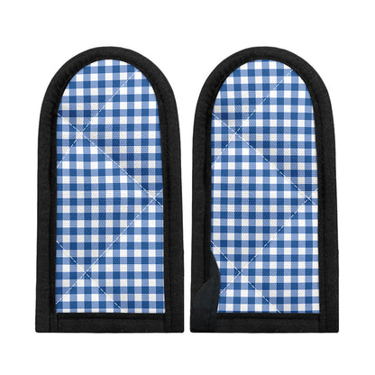 Sapphire Blue Check Pattern Print Skillet Handle Cover