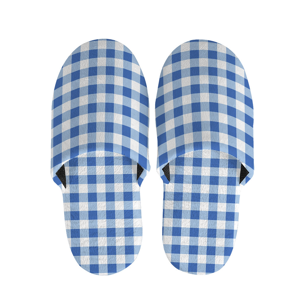 Sapphire Blue Check Pattern Print Slippers