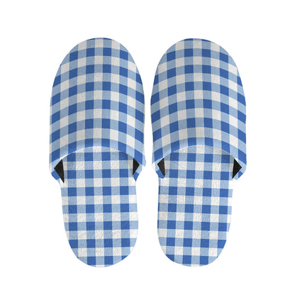 Sapphire Blue Check Pattern Print Slippers
