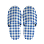 Sapphire Blue Check Pattern Print Slippers