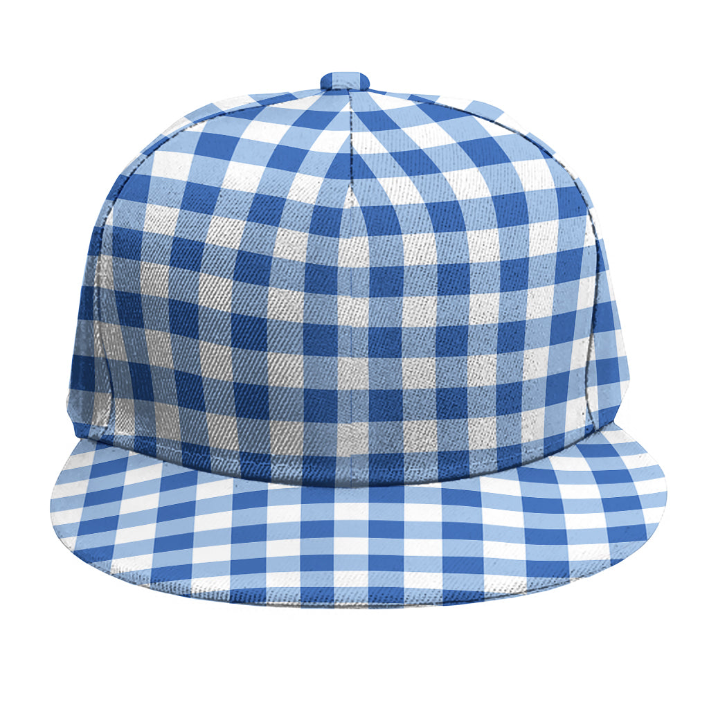 Sapphire Blue Check Pattern Print Snapback Cap