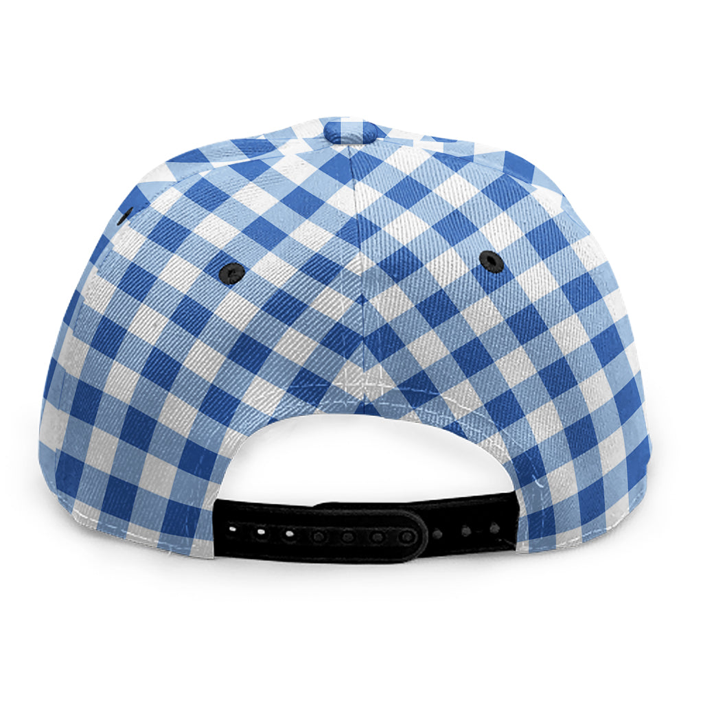 Sapphire Blue Check Pattern Print Snapback Cap