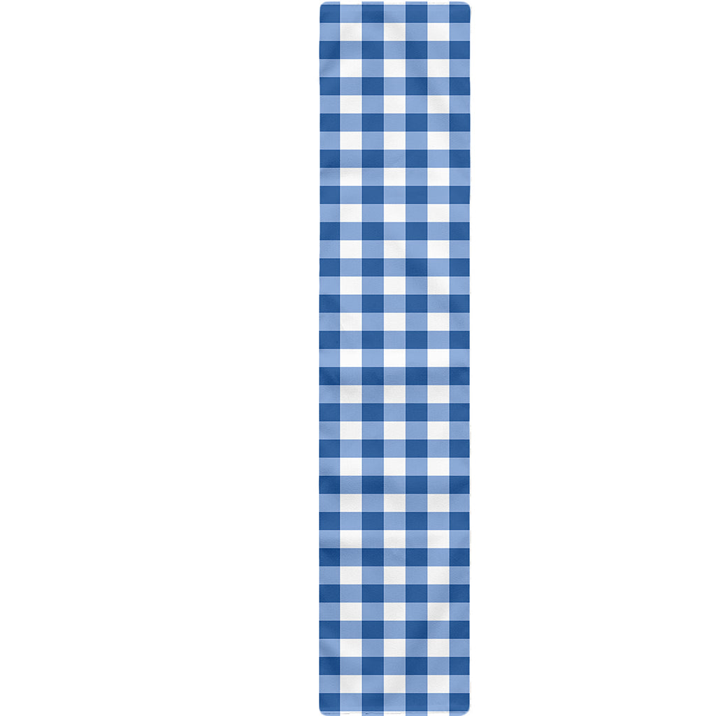 Sapphire Blue Check Pattern Print Table Runner