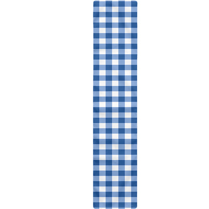 Sapphire Blue Check Pattern Print Table Runner