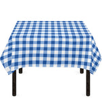 Sapphire Blue Check Pattern Print Tablecloth
