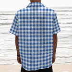 Sapphire Blue Check Pattern Print Textured Short Sleeve Shirt
