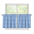 Sapphire Blue Check Pattern Print Tier Curtains