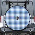 Sapphire Blue Check Pattern Print Tire Cover With Camera Hole