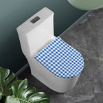 Sapphire Blue Check Pattern Print Toilet Lid Cover
