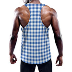 Sapphire Blue Check Pattern Print Training Tank Top