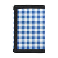Sapphire Blue Check Pattern Print Trifold Wallet