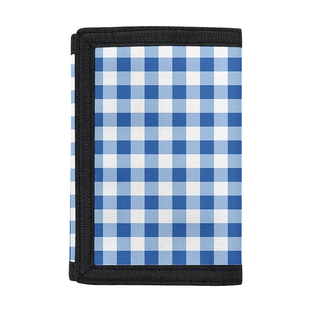 Sapphire Blue Check Pattern Print Trifold Wallet