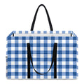 Sapphire Blue Check Pattern Print Utility Tote Bag