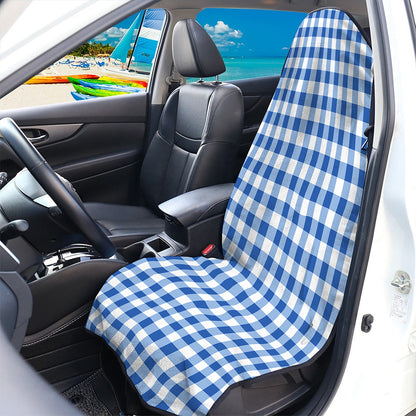 Sapphire Blue Check Pattern Print Waterproof Car Seat Cover