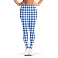 Sapphire Blue Check Pattern Print Women's Leggings
