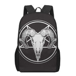 Satan Goat Skull Pentagram Print 17 Inch Backpack